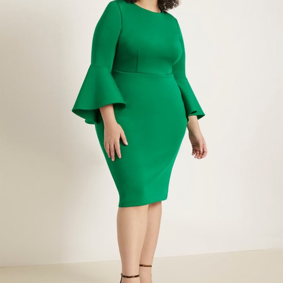 Eloquii Dresses & Skirts - Eloquii Flare Sleeve Scuba Dress